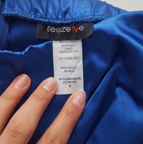 Royal blue strapless size 9 shiny mini dress y2k - Picture 3 of 6